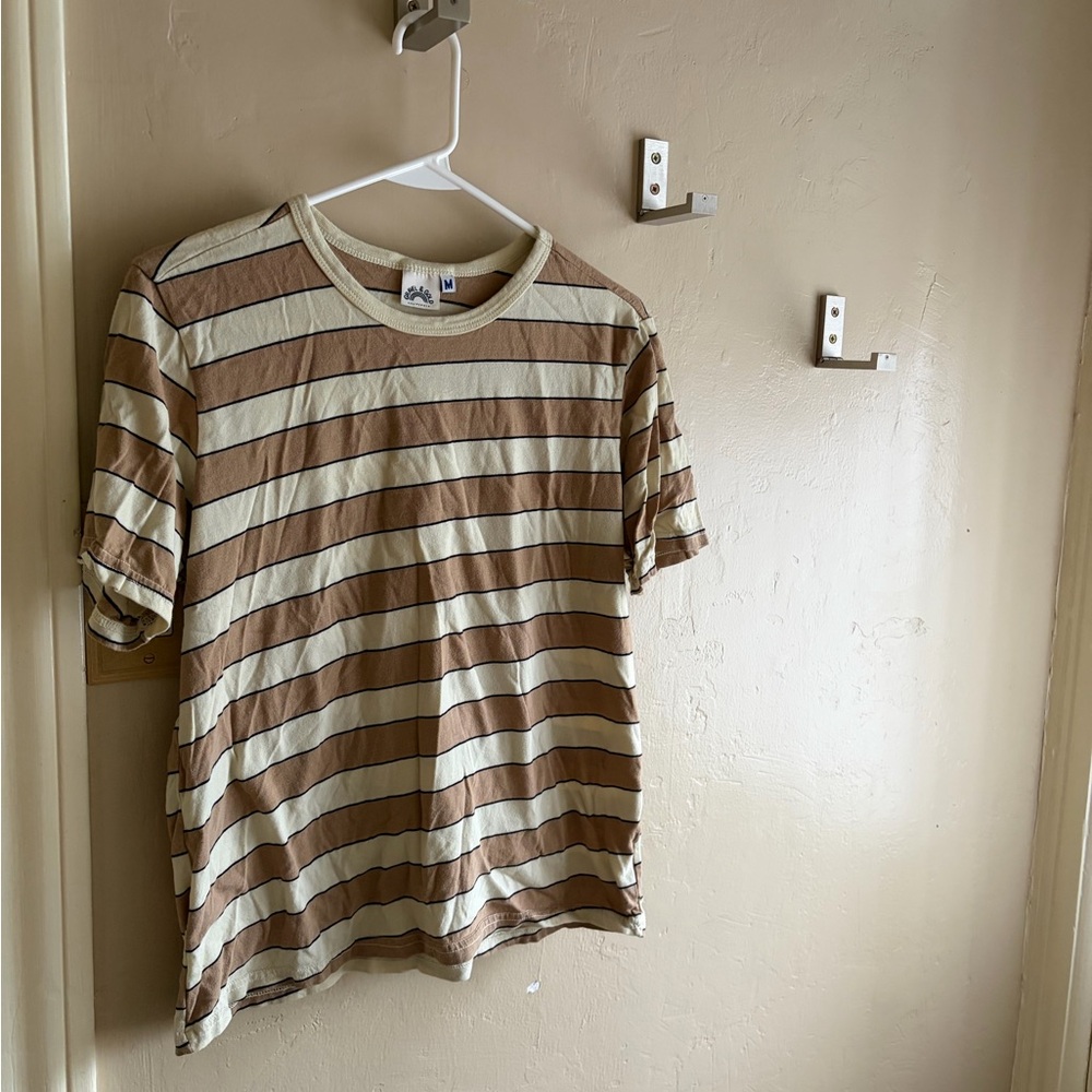 Gravel and Gold Striped Brown and Cream Women’s 100% Cotton Shirt